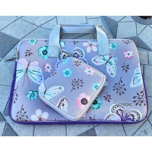 Customized Butterfly Neoprene Laptop Sleeve Tech Pouch Travel Set